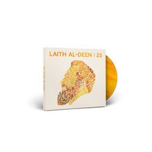 "LAITH AL-DEEN | 25" in großen Buchstaben. Silhouette aus orangefarbenen Worten auf einem CD-Cover.