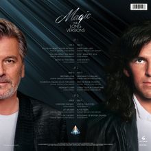 "Magic The Long Versions" ist der Titel. Zwei Männer mit gegensätzlichen Frisuren stehen vor einem diagonalen, dunklen Hintergrund.