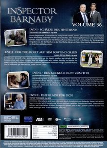 Inspector Barnaby Volume 36. Vier Episoden: "Schätze der Finsternis", "Der Tod rollt auf dem Bowling Green", "Der Kuckuck ruft zum Tod", "Eine Klasse für sich".