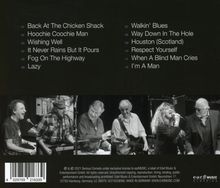 Titel: Back At The Chicken Shack, Hoochie Coochie Man, Wishing Well. Schwarz-weißes Foto von sechs musizierenden Menschen.