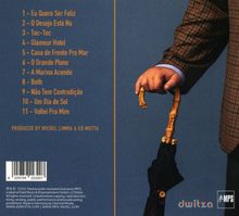 Elf Liedtitel und "Produced by Michel Limma & Ed Motta" vor einem blauen Hintergrund. Hand hält Regenschirm.