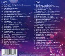 CD1: No Angels - Daylight In Your Eyes. CD2: Bob Sinclar feat. DollarMan - Rock This Party. Hintergrund abstrakt mit violetten und blauen Farbtönen.