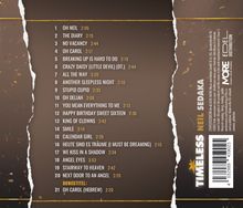 Eine Trackliste mit 21 Liedtiteln und Zeiten. Titel: "TIMELESS NEIL SEDAKA". Töne von Braun und Gold. Links zerrissen.