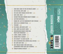 Trackliste eines Albums mit 19 Songs von Jürgen Marcus. Der Titel "ZEITLOS" steht links vertikal.