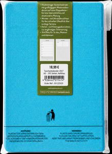 Taschenkalender mit Wochenkalender, 18,99 €, A5, 192 Seiten, hellblau, Plastikbeutel - Warnung vor Erstickungsgefahr.