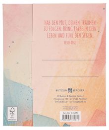 "Hab den Mut, deinen Träumen zu folgen. Bring Farbe in dein Leben und fühl den Segen." – Heidi Rose. Pastellfarbenes Design.