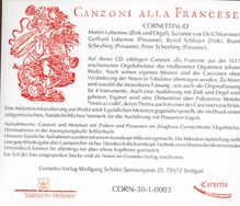 Johann Woltz (1550-1618): Canzoni alla Francese, CD