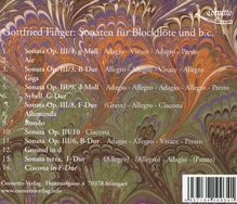 Gottfried Finger (1655-1730): Sonaten für Blockflöte &amp; Bc, CD