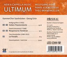 Kammerchor Saarbrücken - Ultimum, CD