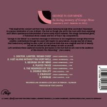 "GEORGE IN OUR MINDS. In loving memory of George Mraz" steht oben. Darunter eine Trackliste von Titeln und Künstlern.