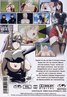 Text: "Hayami ist neu auf dem St.Arkadia Internat. Außer ihm und vier weiteren Männer sind alle anderen Frauen, welche ihm alle notgeil erscheinen, denn bei allen Gelegenheiten wird er sexuell verführt. Allerdings will die Internatsleiterin Hayami ganz für sich in Anspruch nehmen. Als die Studentin Otakawa festgenommen wird, kommt es zum Widerstand gegen die Machenschaften der Internatsleitung."

Illustration: Mehrere Frauen in suggestiver Kleidung, Anime-Stil.