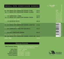 "MISSA ISTE CONFESSOR DOMINI" listet Musikstücke von Pierre de La Rue und anderen. "Musurgía Ensemble" in schwarzem Textfeld.