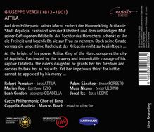 GIUSEPPE VERDI (1813–1901) ATTILA. Beschreibung der Macht und Taten Attilas mit Fokus auf Odabella. Enthält Logos.