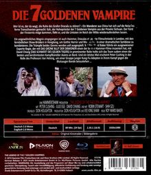 "DIE 7 GOLDENEN VAMPIRE" – Hammer/Shaw Produktion, mit Peter Cushing. Zwei Filmszenen: ein vampirähnliches Wesen und ein Mann mit Hut.