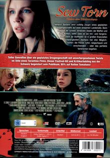 "Sew Torn: Fäden des Verbrechens" zeigt Porträts von drei Personen in spannender Szenerie. FSK 16, 96 Minuten.