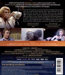 Texte: Michael Caine und Nancy Allen in einem Psychothriller über Leidenschaft und Mord. Oben Bilder von Schauspielern.