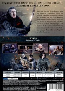 "Ein Königreich. Ein Schicksal. Eine letzte Schlacht. Das epische Finale der Saga. Bonus: Making-of, Trailer." 

Ein Krieger mit Schwert, Filmszenen im Hintergrund, Texte zu Filmformaten und -details am unteren Rand.