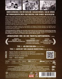 Beschreibung des Bildes: Ein Text über ein Kriegsdrama mit russischen Soldatinnen basierend auf einer Erzählung von Boris Wassiljew. Der Film ist in zwei Teilen „Im Hinterland“ und „Gefechte von lokaler Bedeutung“. Es gibt eine Oscar-Nominierung 1973 und Auszeichnungen von Filmfestivals 1972 und 1973. Zusätzlich gibt es Extras wie ein digitales Booklet und Audiokommentare.