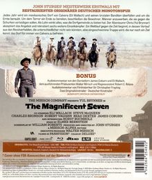 JOHN STURGES’ MEISTERWERK ERSTMALS MIT RESTAURIERTER DEUTSCHER MONOTONSPUR. Sechs Reiter auf Pferden, einer steht links.