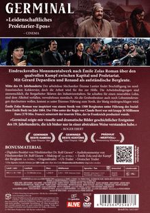 Der Umschlag zeigt Texte über "Germinal": "Leidenschaftliches Proletarier-Epos", Filmkritiken, Inhalt und Bonusmaterial. Darunter Bilder.