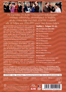 „Die legendäre TV-Reihe ‘Chiemgauer Volkstheater’ auf DVD. Staffel 3 Folgen 33-42. Bonus: Thomas ‘85, Großvater ‘88.“