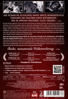 DVD-Rückseite mit Beschreibung eines Films von Sergej Bondartschuk. Oben drei schwarz-weiße Szenebilder. Mehrere Auszeichnungen und Extras.