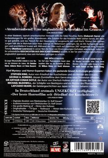 "Atemberaubend! Eine unglaubliche Achterbahn ins Grauen." Drei Horror-Fratzen vor dunklem Hintergrund.