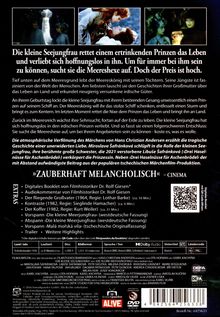 DVD-Rückseite mit Text über eine Verfilmung der "kleinen Seejungfrau" und Extras wie Audiokommentar und Trailer.