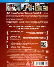 Texte: "'Toll fotografiert und bewegend gespielt.' - CINEMA", "Der erfolgreichste Film in der UdSSR 1976: 64,9 Millionen Zuschauer!" und Auszeichnungen und Extras. Oben drei Filmszenen.