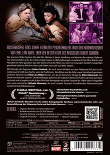 "Exzellentes Beispiel eines Psychothrillers. Die stumme Helen betreut Frau Warren. Serienmörder-Plot im Landhaus."

Oben links: zwei Frauen in einem Filmstill. Rechts: drei kleinere Filmfotos.