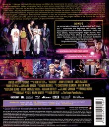 Beschreibung der Handlung des Films „Hackers“ mit Dade Murphy, der im College auf eine Hackergruppe trifft. Bonusmaterial wird erwähnt. Unten Fotos der Hauptdarsteller.