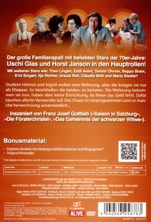 Verpackungsrückseite einer DVD mit Bild von Schauspielern aus den 70er Jahren. Texte beschreiben Filmhandlung und Bonusmaterial.