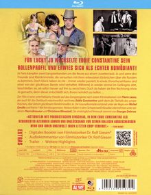 **Für Lucky Jo wechselte Eddie Constantine sein Rollenprofil und erwies sich als echter Komödiant!**  
Text: In Paris kämpfen zwei Gangsterbanden...  
Extras: Digitales Booklet, Audiokommentar  
Bilder: Vier Menschen auf einem Bett, zwei Schwarz-Weiß-Szenen  
Blaues Blu-ray Disc Logo oben.