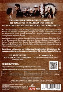 Text: Ein packender Western mit Rod Cameron, spielt 1875, Konflikte zwischen Weißen und Indianern. Bild: Filmszene mit Cowboys.