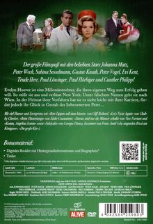 Texte: 

"Der große Filmspaß mit den beliebten Stars Johanna Matz, Peter Weck, Sabina Sesselmann, Gustav Knuth, Peter Vogel, Evi Kent, Trude Herr, Paul Löwinger, Paul Hörbiger und Gunther Philipp!"

"Evelyn Hoover ist eine Millionärstochter, die ihren eigenen Weg zum Erfolg gehen will. So reißt sie aus und verlässt New York. Unter falschem Namen geht sie nach Wien. In der Heimat ihrer Vorfahren hat sie es nicht leicht mit ihrer Karriere, findet jedoch ihr Glück in Gestalt des liebenswerten Peter…"

"Mit viel Humor und Evergreens wie »Rote Lippen soll man küssen« von Cliff Richard, »Let's Twist Again« von Chubby Checker, »Beim Flüstertango« von Eddie Constantine, »Daran sind nur die Männer schuld« von Vico Torriani und »Komm, Angelina komm« sowie »Sukyaki« von Georges Dimou. Inszeniert von Franz Antel (»Im singenden Rössl am Königssee«, »Die große Kür«)."

"Bonusmaterial: 

- Digitales Booklet mit Hintergrundinformationen und Biographien* 
- Trailer"

"Hintergrund ist grün mit mehreren Personen in verschiedener Kleidung."