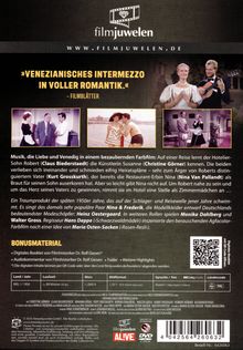 "Venezianisches Intermezzo in voller Romantik.“ Zwei Paare, ein Mann spielt Gitarre. Szenenbilder aus einem Film, Bonusmaterial.