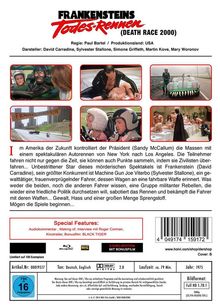 Frankensteins Todes-Rennen (Blu-ray im Mediabook), Blu-ray Disc