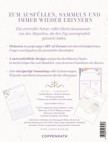 Ein wertvoller Schatz voller Hochzeitsmomente. 50 Karten im DIN-A5-Format. 5 Designs. Einzigartige Sammlung von Erinnerungen.