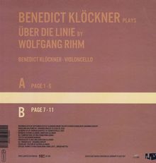 Wolfgang Rihm (geb. 1952): Über die Linie I für Cello (180g), LP