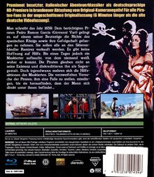 Prominent besetzter, italienischer Abenteuerklassiker. Ein Pirat fängt Feinde. Bilder zeigen Schiffe und Gefangene.