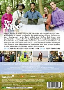 DVD-Cover: "Dr. Nice". Fünf Menschen im Wald mit Wanderkleidung, zwei halten eine Karte. Texte: "Die Natur der Liebe", "Mein liebster Feind".