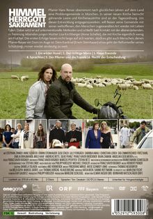 Titel: "Himmel, Herrgott, Sakrament". Pfarrer Hans Reiser übernimmt eine Problemgemeinde in München. Szenen mit Menschen vor einer Schafherde und in verschiedenen Situationen. FSK 12.