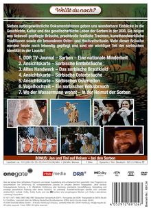 Oben steht "Weißt du noch?". Es folgen Titel von sieben Dokumentationen über sorbische Bräuche und Kultur in der DDR. Darunter Bilder.