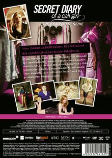 "SECRET DIARY of a call girl: Die komplette Serie." Eine Frau blickt aus einem Spiegel, daneben Bilder und Kleiderstange.
