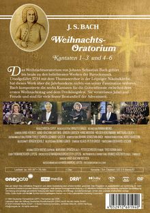 Ein Konzertplakat für J.S. Bach "Weihnachts-Oratorium" mit Sängern und Orchester, golden gestaltet, zentraler Text.