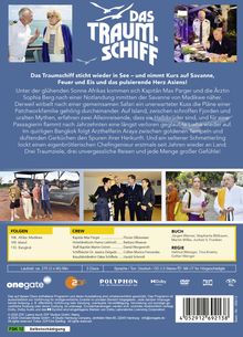 Text: "Das Traumschiff sticht wieder in See – und nimmt Kurs auf Savanne..." Crew- und Zielorte-Infos. Mehrere Filmszenen.