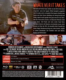 "WHATEVER IT TAKES" als Titel. Rückseite einer Filmverpackung mit Actionszene. Enthält Beschreibung und technische Details.