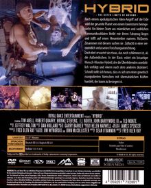 Titel: "HYBRID: THE OUTER LIMITS OF HORROR". Ein Team bekämpft genetisch manipulierte Wesen. Szenen zeigen Soldaten und unheimliche Kreaturen.
