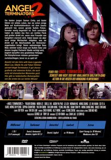 Titel: ANGEL TERMINATORS 2. 
Zwei Frauen in Freizeitkleidung stehen Arm in Arm. Unten Szenenbilder. Actionfilm-Thema. DVD-Infotext.