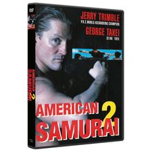 „American Samurai 2“, Jerry Trimble, P.K.C. World Kickboxing Champion, George Takei, Star Trek. Cover mit kämpfendem Mann.
